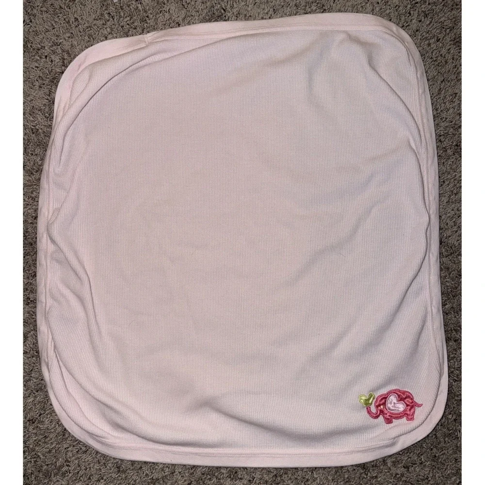 SWIGGLES Baby Blanket Thermal Waffle Weave Pink Elephant Hearts 31